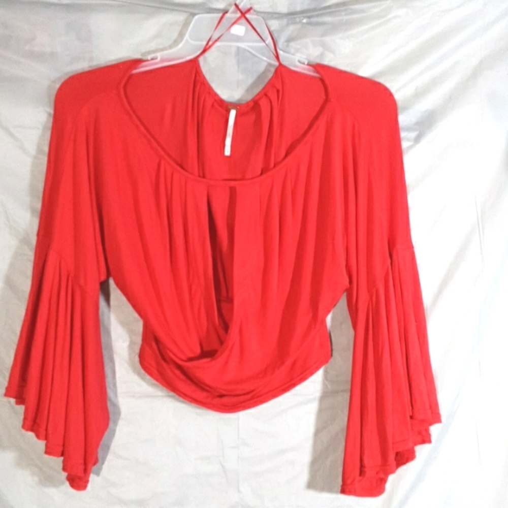 Free People Red Cross Top Long Sleeve